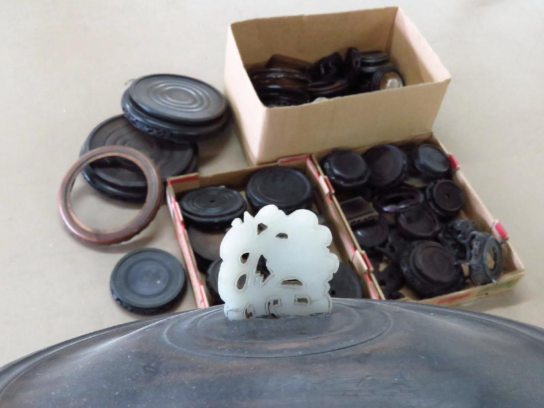 LOT (3) BOXES ASSORTED CHINESE STANDS/TOPS, JADE (1 of 10)