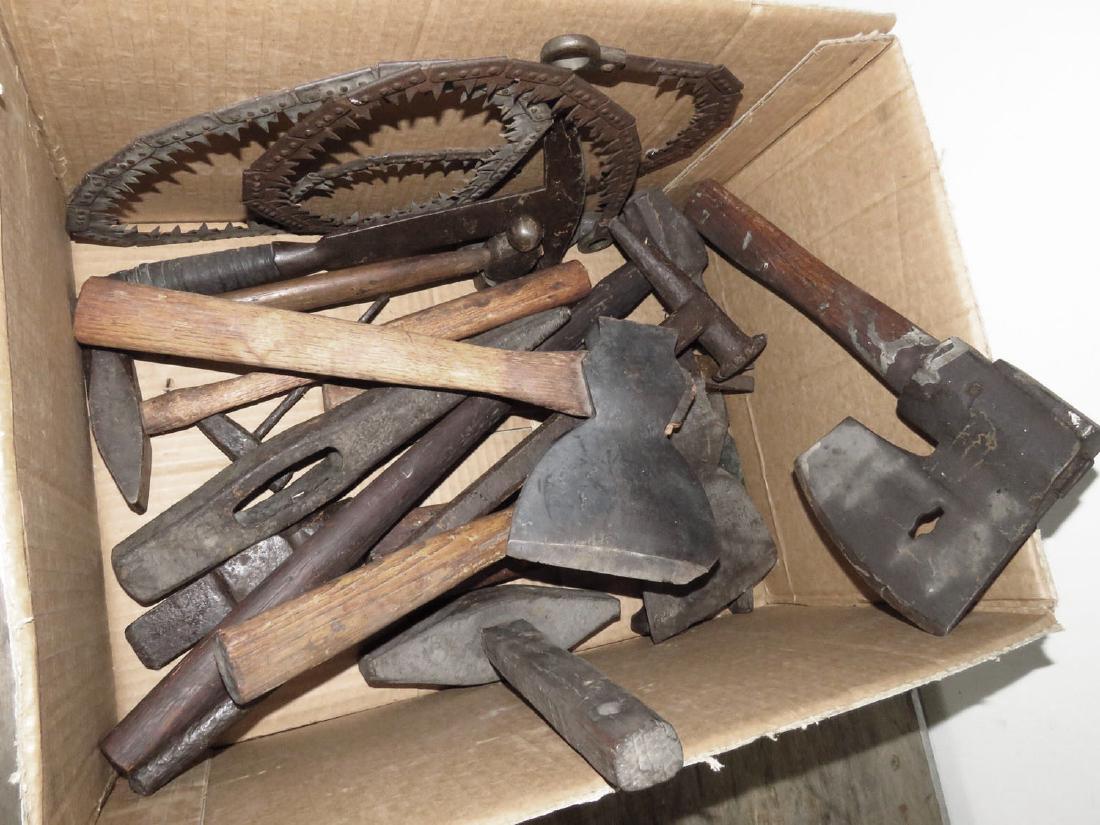 LOT HAMMERS, HEADS, (2) U.S. ARMY MILITARY SAWS (1 of 2)