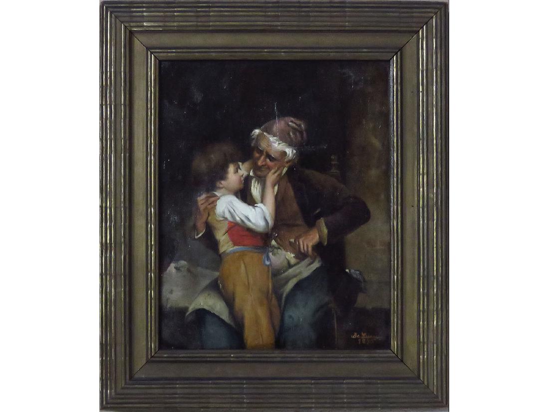 O/C GRANDPA'S BOY, SIGNED DE LUCA 1875 (1 of 4)