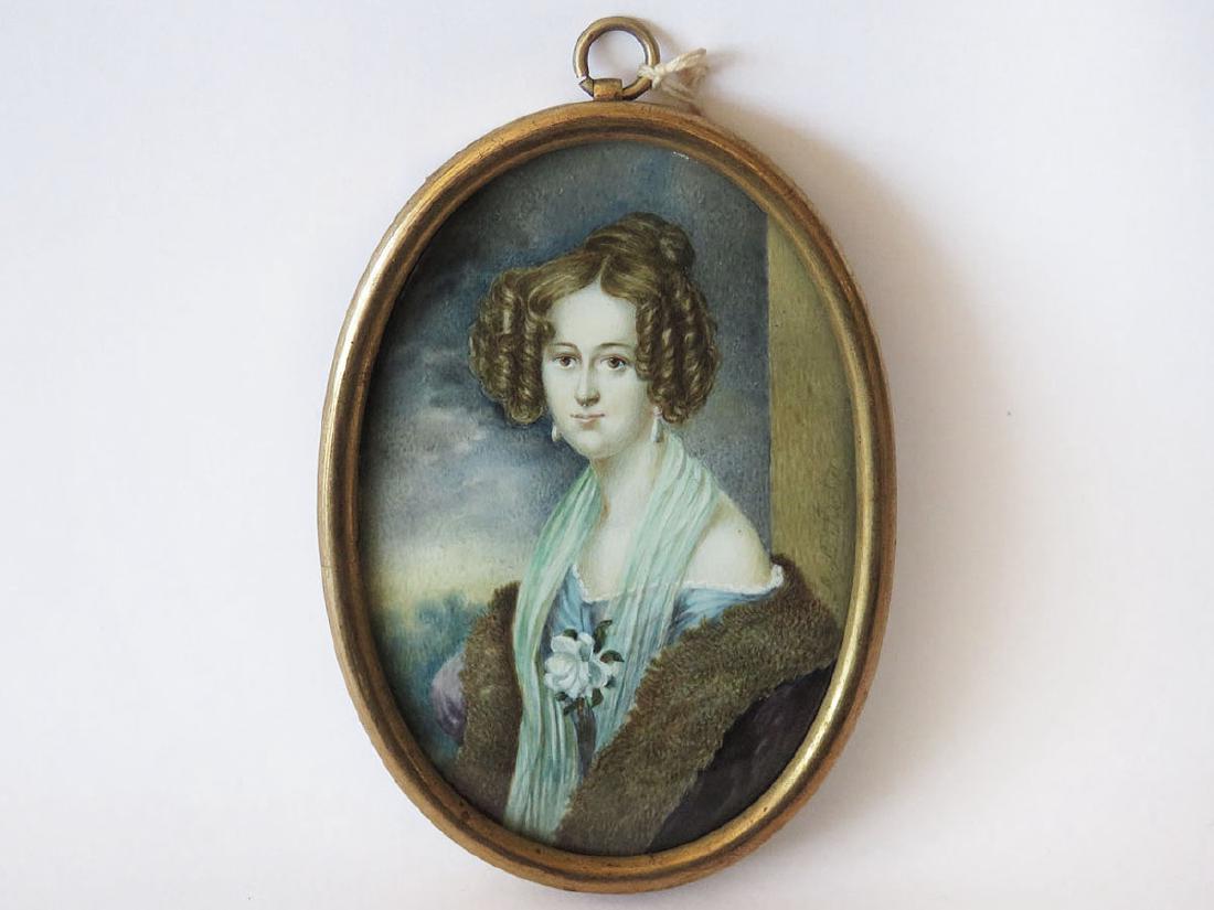 AMERICAN W/C PORTRAIT MINIATURE, SIGNED ADALBERT SUCHY (1 of 5)