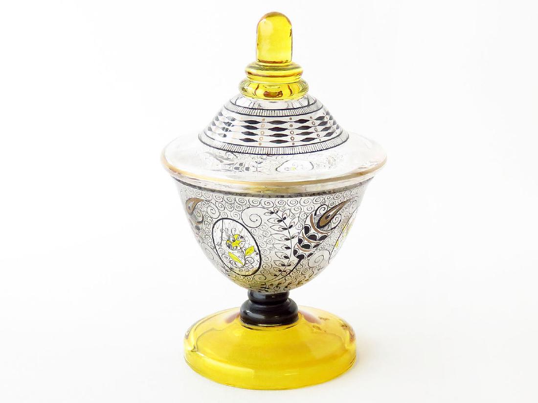 H/P LUDWIG MOSER ART GLASS COVERED CANDY DISH (1 of 3)