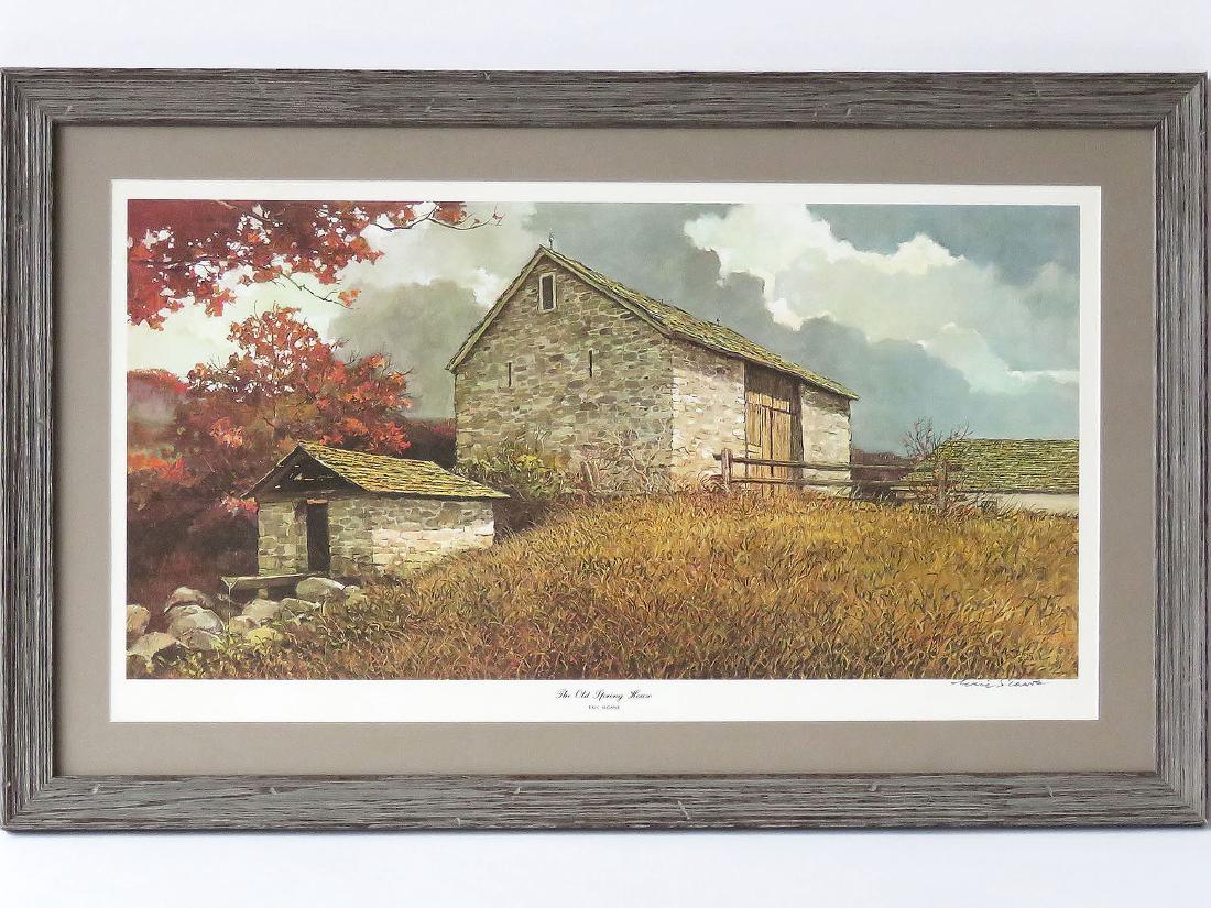 LITHO "THE OLD SPRING HOUSE", ERIC SLOANE C. 1970: LITHO "THE OLD SPRING HOUSE" SIGNED ERIC SLOANE C. 1970; 13" X 24"