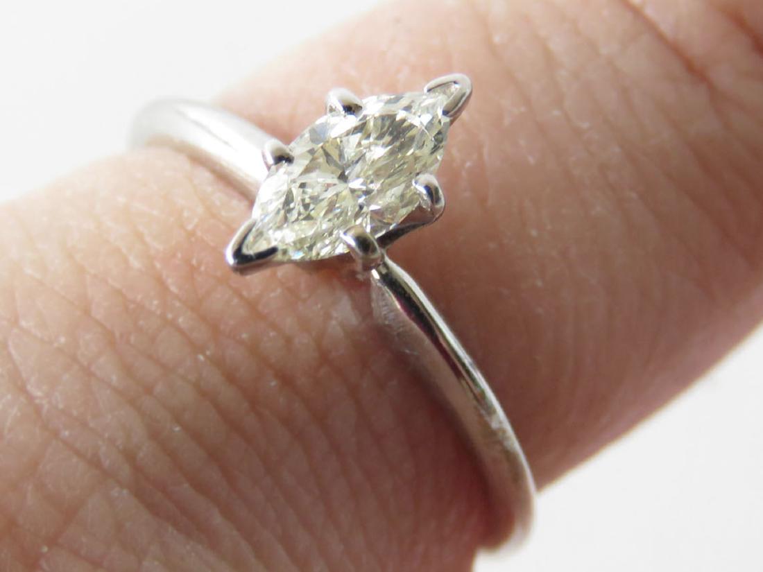 ART DECO 14K W.GOLD/DIAMOND RING, MARQUISE C.1980 (1 of 3)