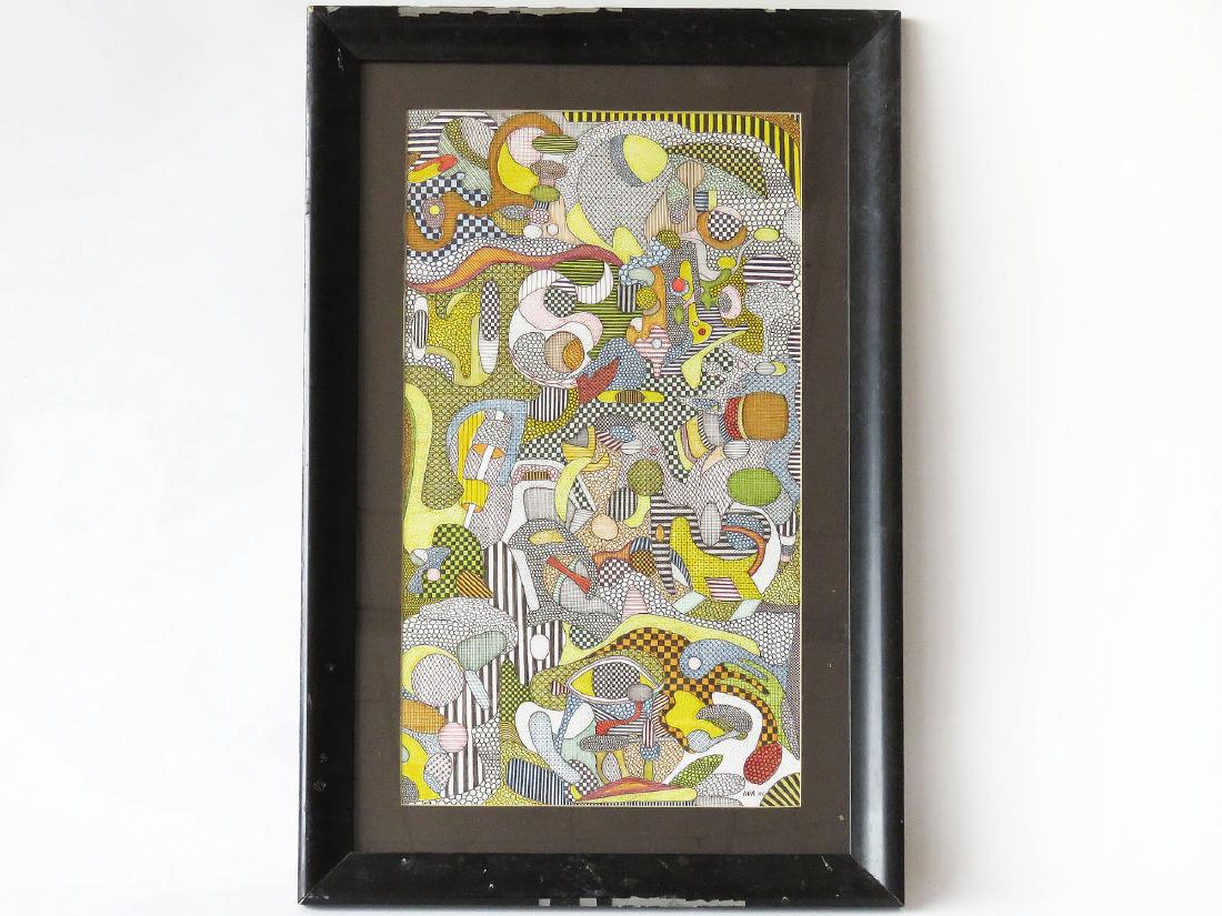 P/I ABSTRACT DRAWING MONOGRAMMED KVR '85 20TH C. (1 of 6)