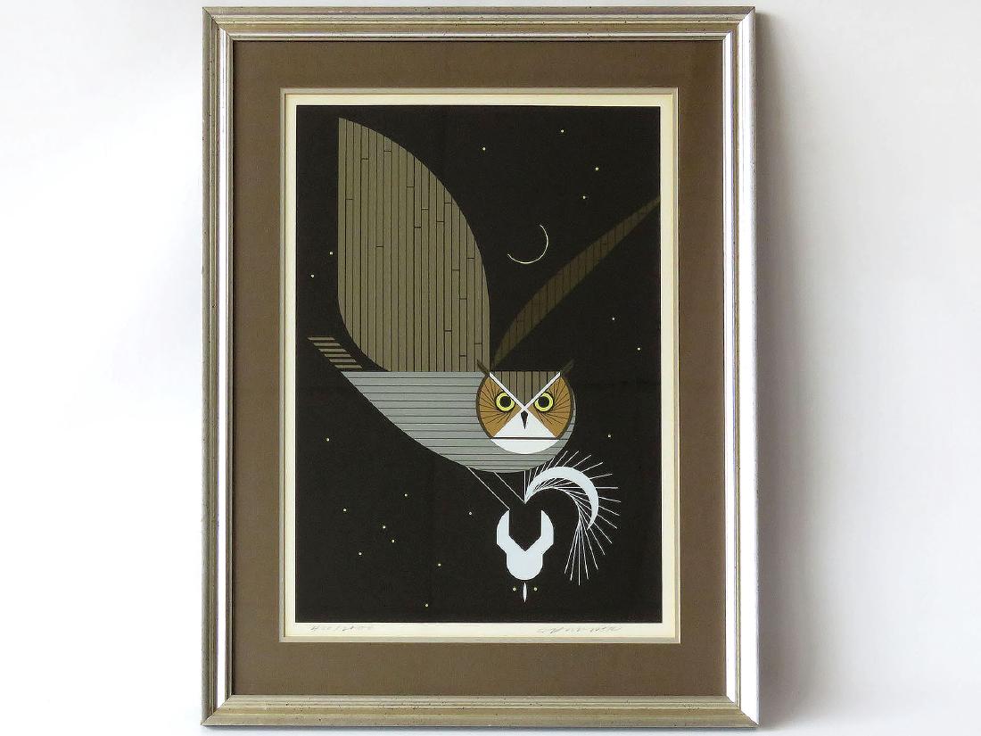 LITHO OWL, “PFWHOOOOOOOOOOO”, SIGNED C. HARPER (1 of 4)