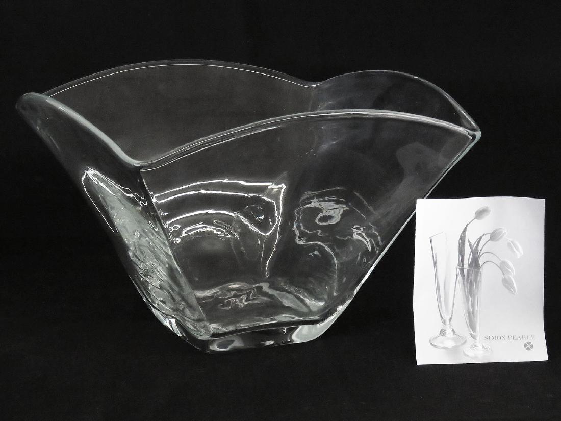MODERN COLORLESS GLASS CENTER BOWL SIGNED PEARCE (1 of 6)