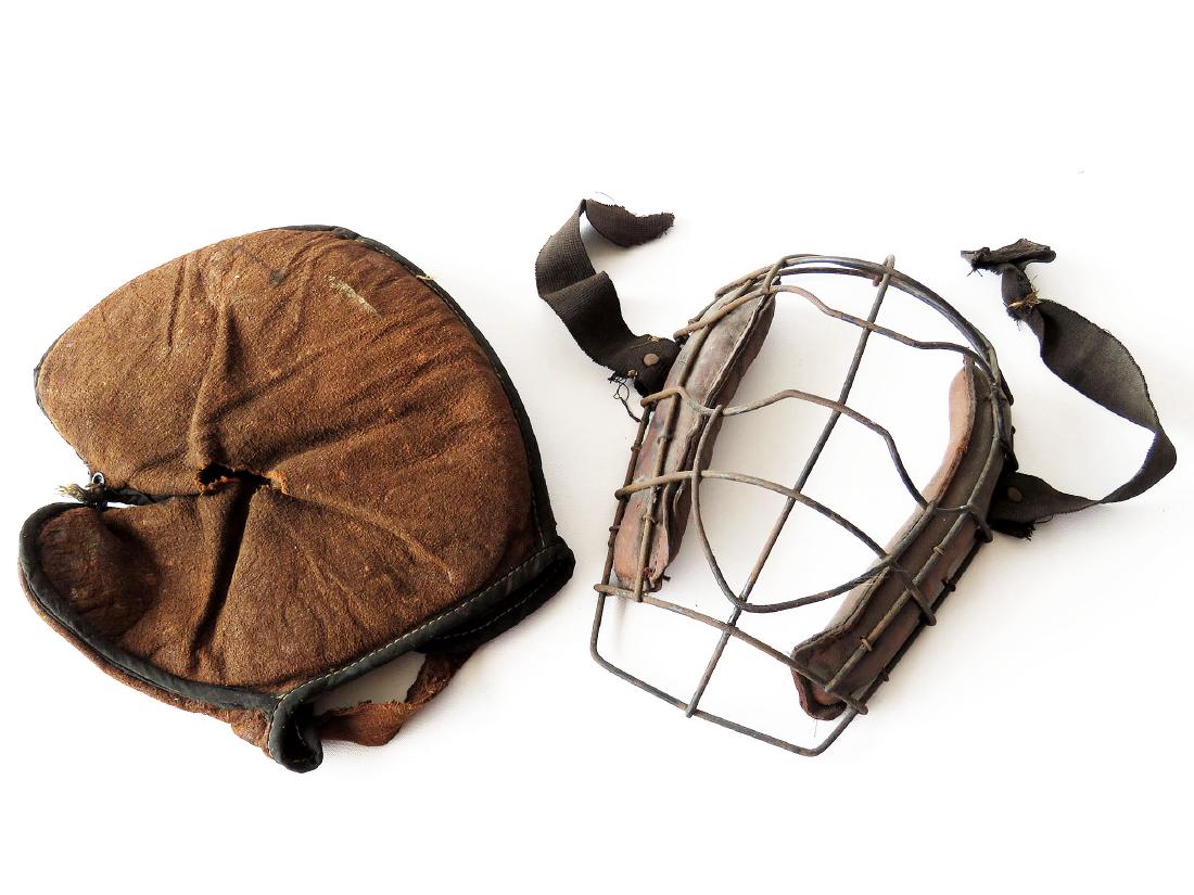 2 EARLY CHILDS BASEBALL CATCHERS MITT/FACE GUARD (1 of 3)