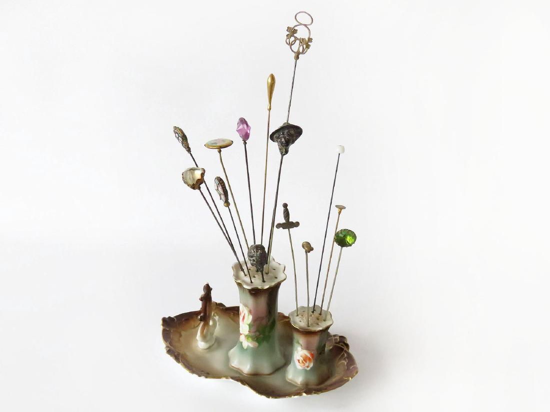 LOT ASST VICTORIAN HAT PINS INCL. STERLING 19/20TH C. (1 of 7)