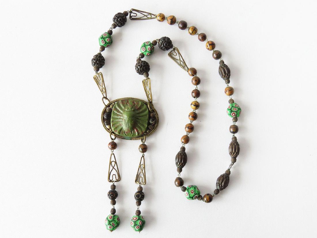 ART DECO EGYPTIAN REVIVAL SCARAB NECKLACE C. 1920 (1 of 5)