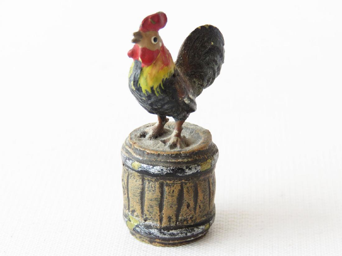 FRANZ BERGMAN VIENNA BRONZE ROOSTER ON BARREL (1 of 4)