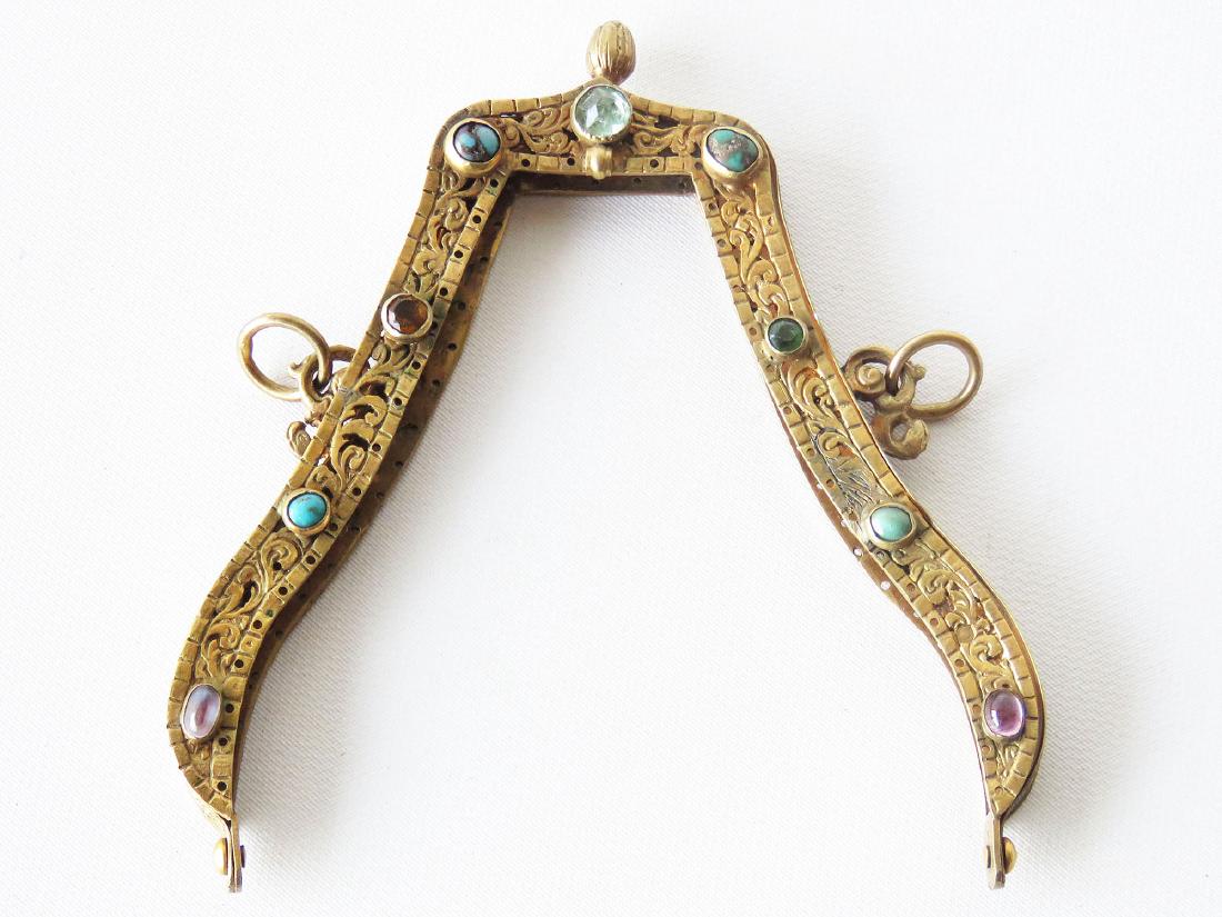 FRENCH GILT SILVER STONE MOUNTED PURSE FRAME 1920 (1 of 10)