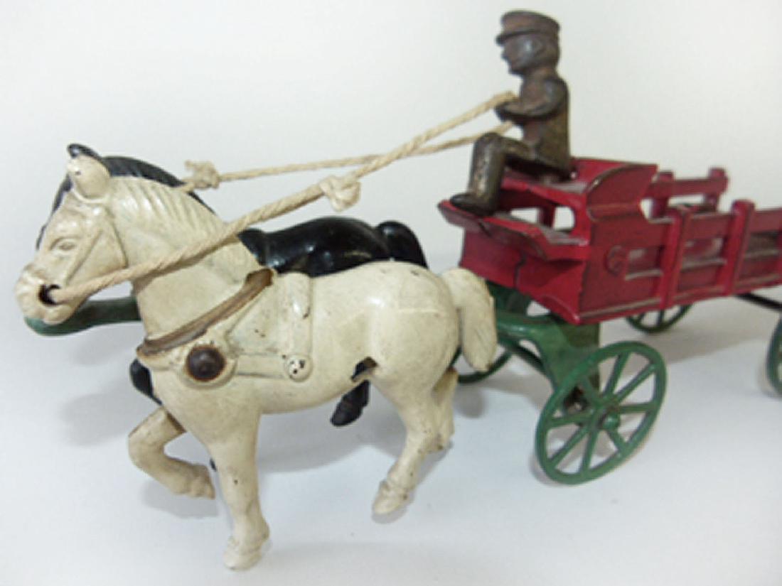 CAST IRON HORSE DRAWN CART W/ DRIVER 19TH C. (1 of 6)