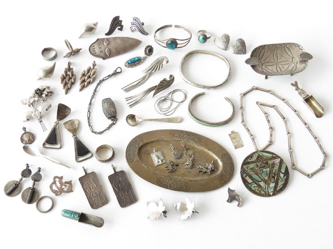 ASST STERLING INCL. MEXICAN EARRINGS, NECKLACE, ETC. (1 of 5)