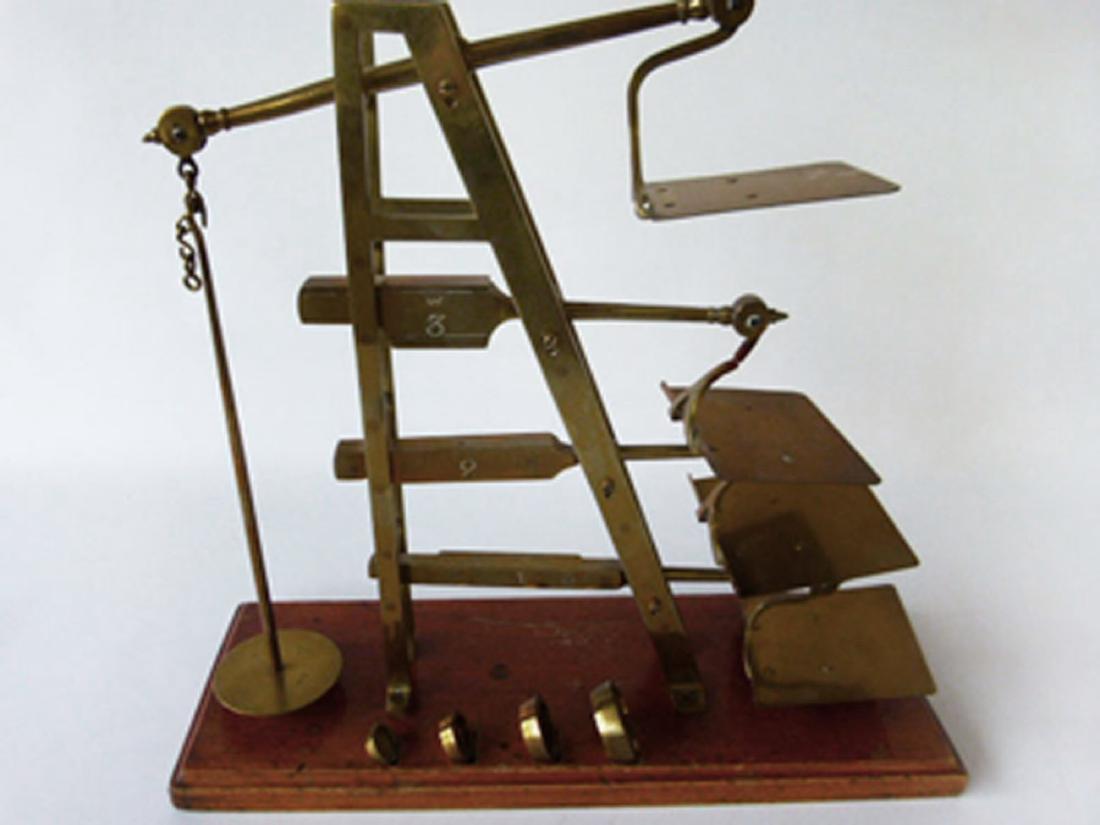 EARLY BRASS 4 TIER POSTAL SCALE 19TH C. (1 of 7)