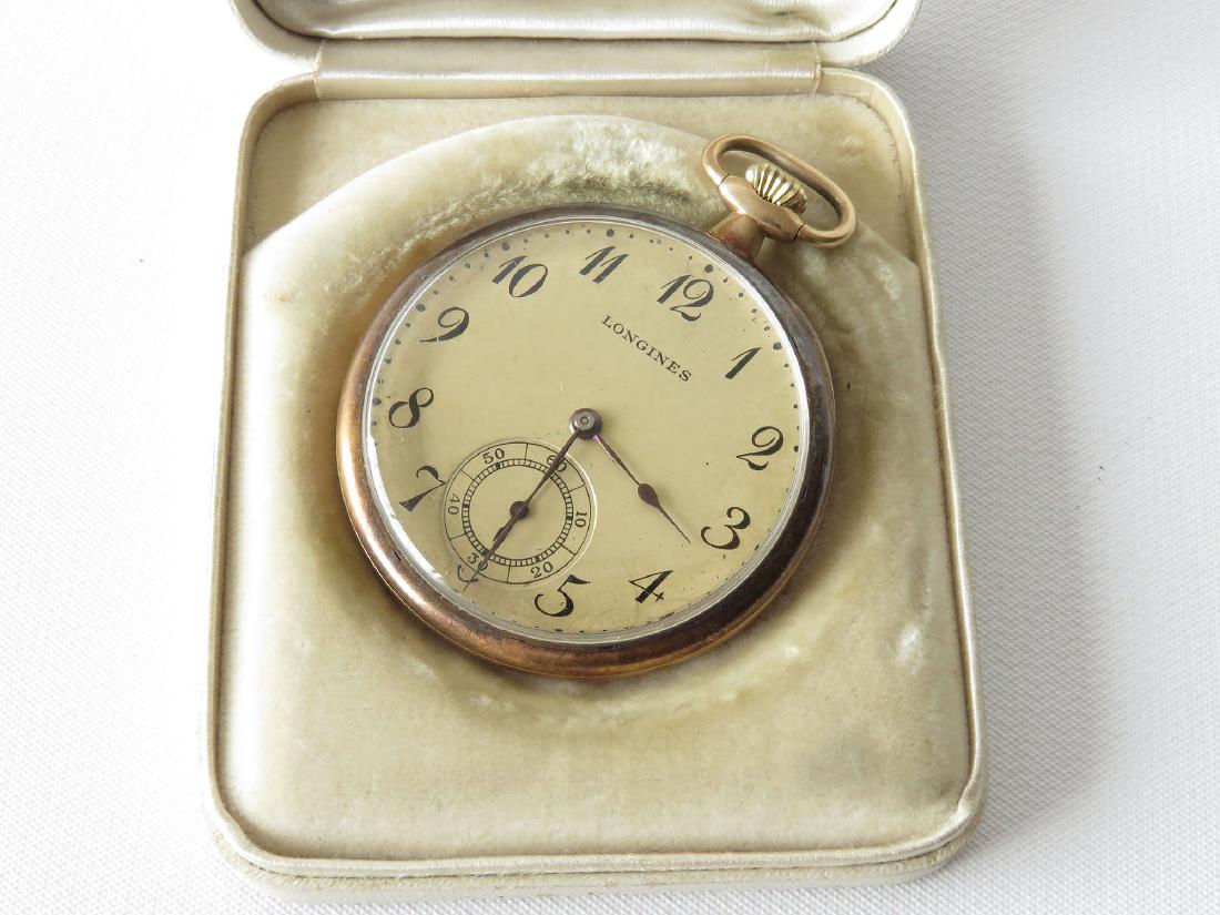 LONGINES 14K THIN LINE POCKET WATCH, C. 1915 (1 of 7)