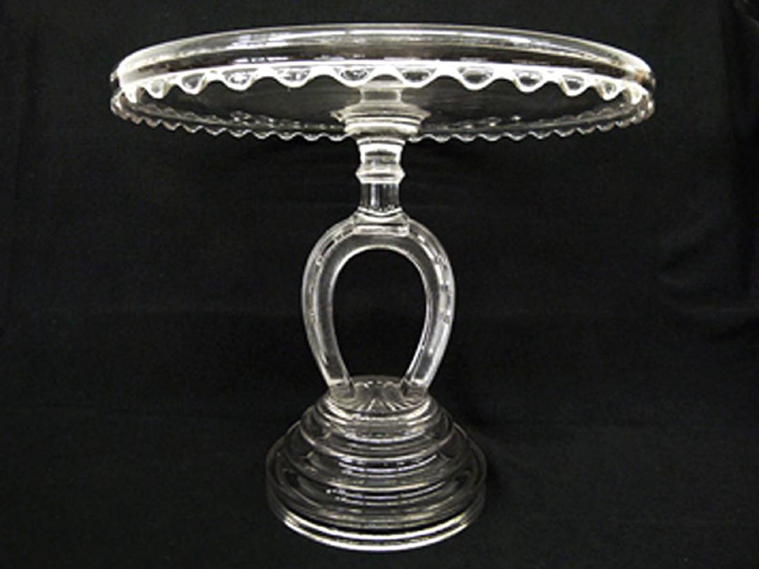 VICTORIAN PATTERN GLASS 'HORSE SHOE' CAKE COMPOTE (1 of 4)