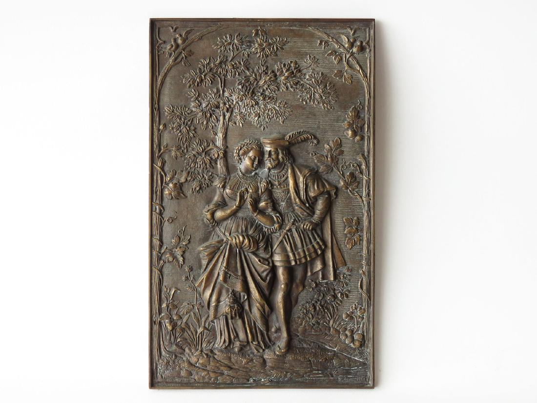FRENCH BRONZE PLAQUE "LOVERS" 19TH C. (1 of 4)