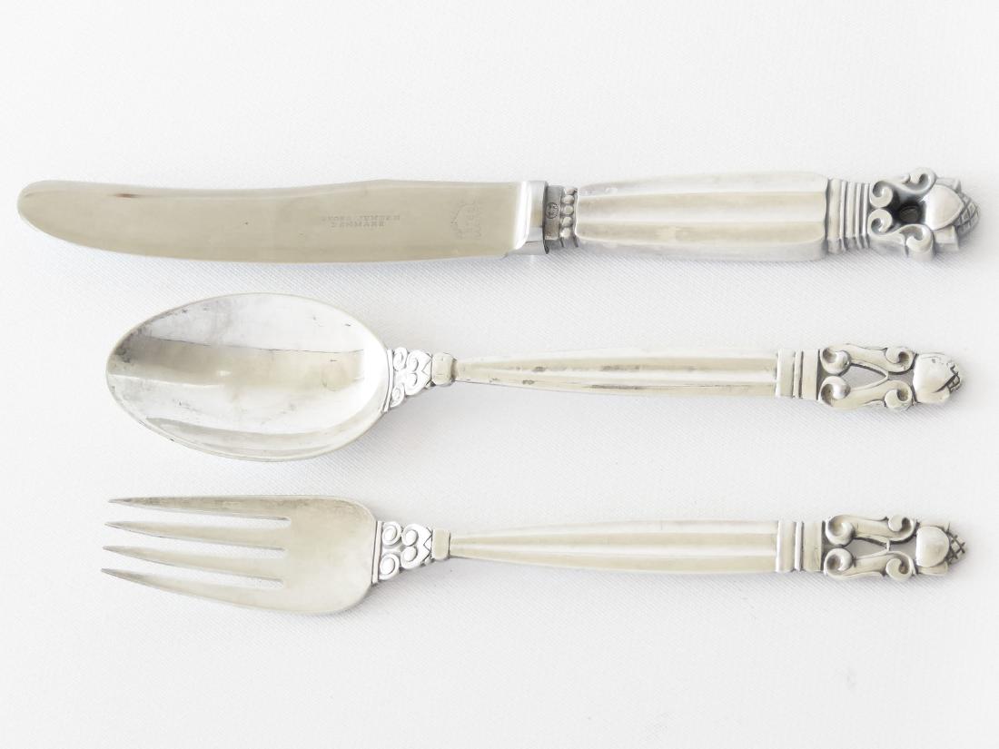 3 GEORG JENSEN ACORN PATTERN CHILDS FLATWARE SET (1 of 5)