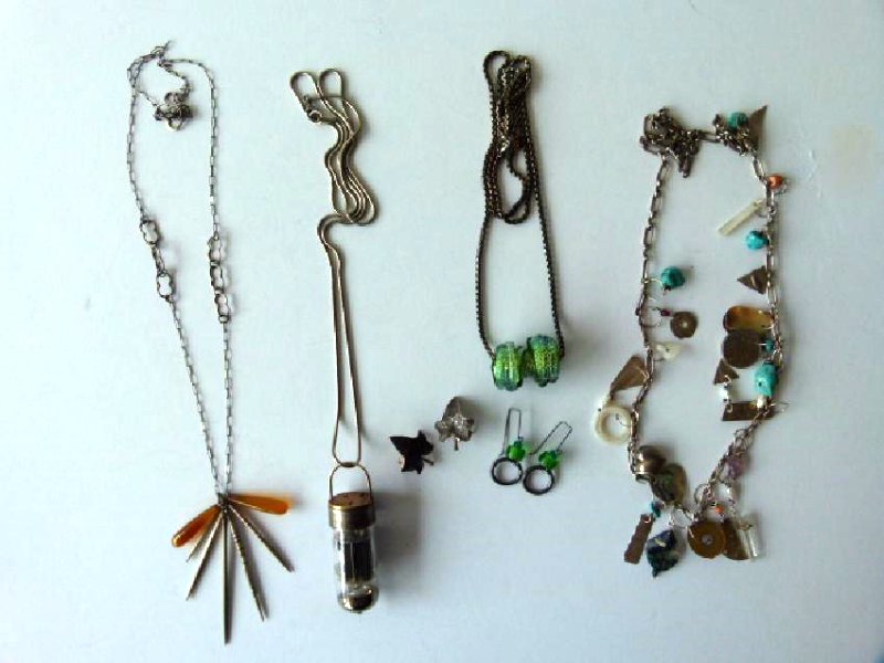 LOT  (4) ART MODERN STERLING NECKLACES (SIGNED) (1 of 4)