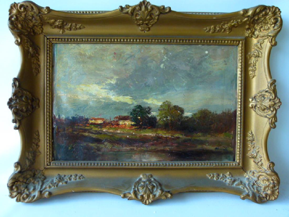 OIL/ARTIST PANEL LANDSCAPE SIGNED ILLEDG., 19/20TH C. (1 of 4)