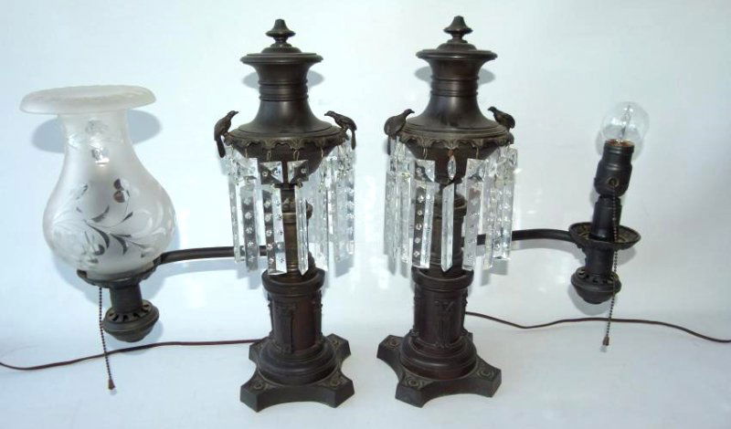 PR. BRONZE ARGAND LAMPS SIGNED B. GARDNER (1 of 4)