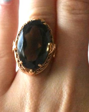 VICTORIAN STYLE SMOKEY TOPAZ/14KT. LADIES RING (1 of 6)