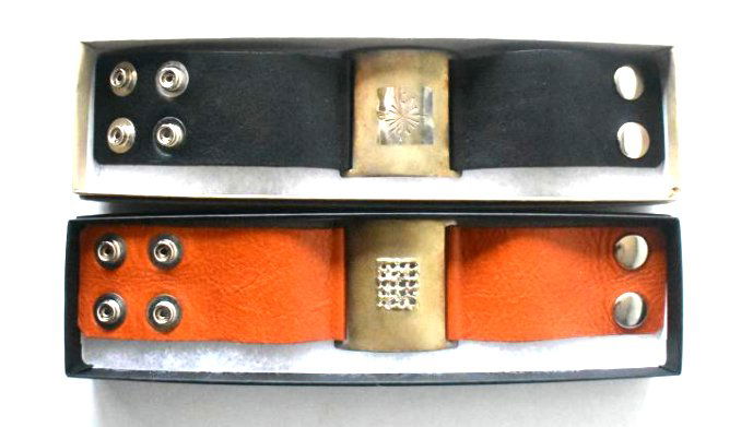 LOT (2) MODERN STERLING LEATHER CUFF BRACELETS (1 of 7)