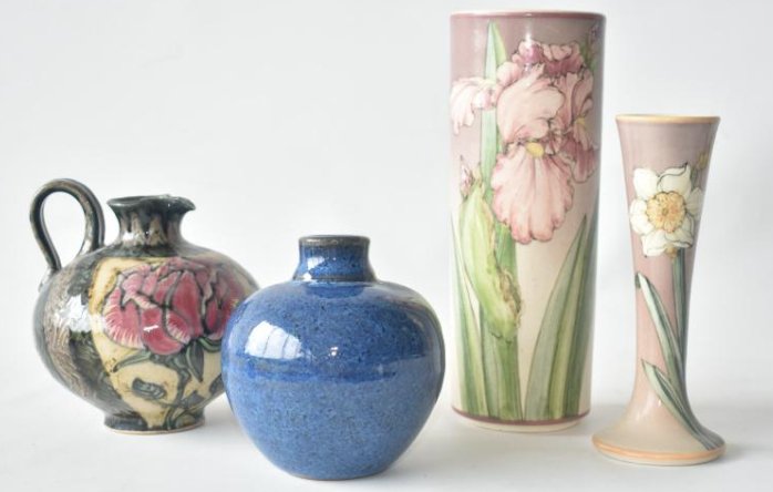 (4) MODERN STUDIO ART POTTERY VASES/EWER 20TH C. (1 of 9)