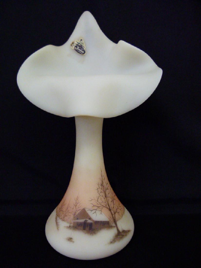 FENTON H/P PULPIT VASE 20TH C. SIGNED S. HART (1 of 6)