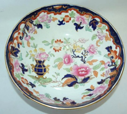 IRONSTONE PUNCH BOWL "SIMLAY" PATTERN (1 of 5)