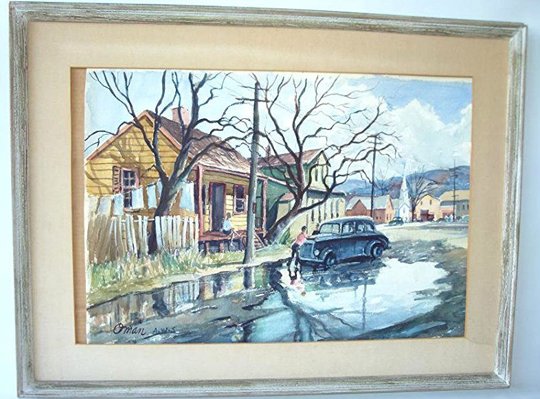 W/C RURAL STREET SCENE SIGNED OMAN A.W.S. (1 of 5)