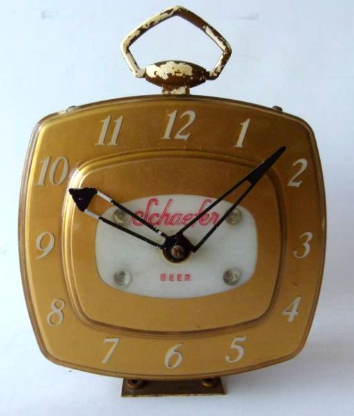 SCHAEFER BEER ADVERTISING BAR CLOCK, C. 1960 (1 of 4)