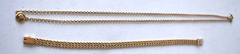 (2) DECO STYLE 14KT GOLD/DIAMOND NECKLACE/BRAC. (1 of 3)