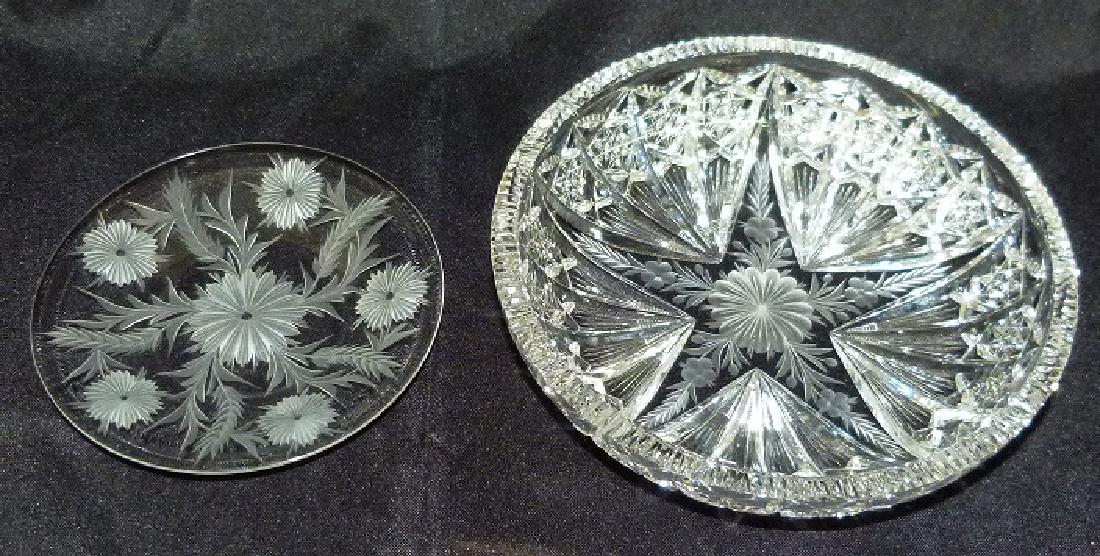 LOT (2) TUTHILL  CUT GLASS LOW BOWL & PLATE (1 of 6)