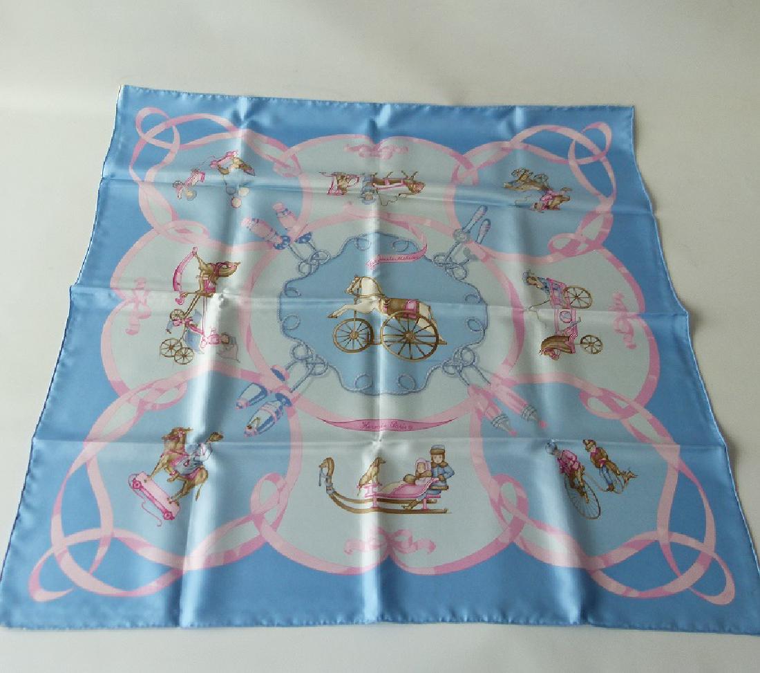 HERMES SILK WINTER SCENE (LIGHT BLUE/PINK) SCARF (1 of 6)