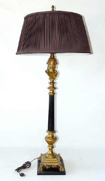 FRENCH BRONZE FIGURAL TABLE LAMP 19/20TH C. H. 45" (1 of 4)