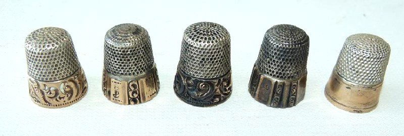 STERLING/GOLD THIMBLES SIGNED SIMONS BROS., ETC. (1 of 7)