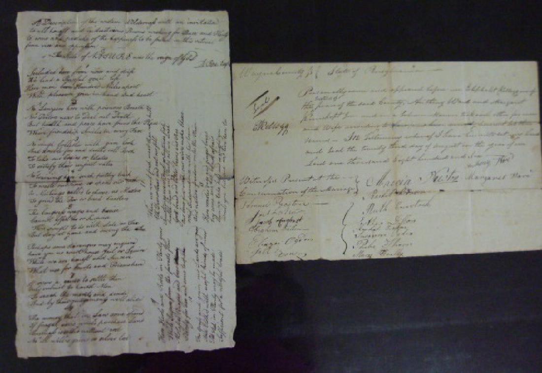 LOT (2) INCL. EARLY MANUSCRIPT NATURE POEM SIGNED A. (1 of 4)