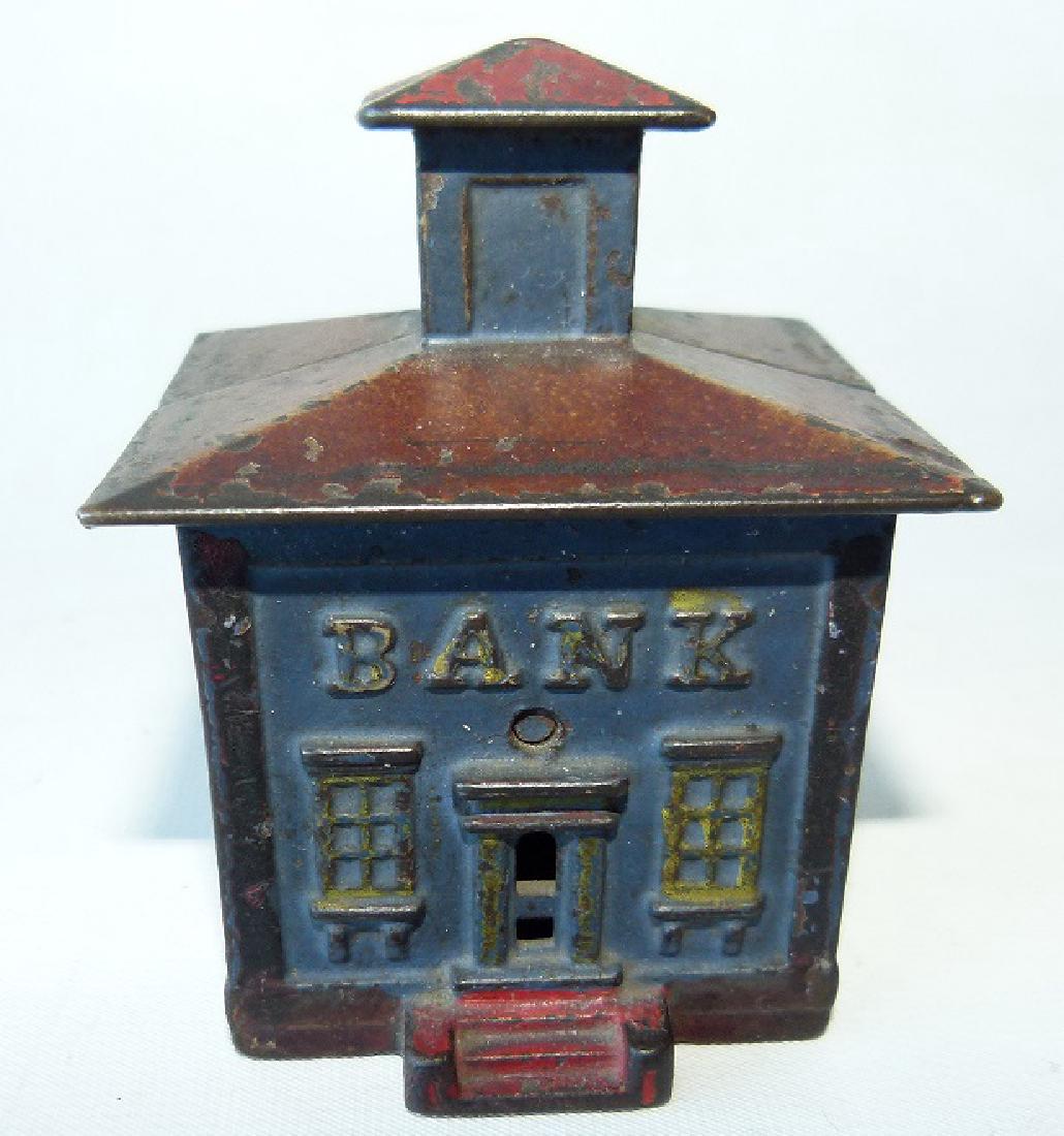 EARLY PAINTED CAST IRON STILL BANK, C. 1880 (1 of 4)