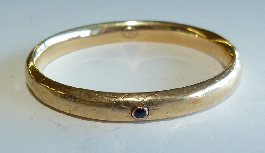 DECO STYLE 14KT YELLOW GOLD/SAPPHIRE BANGLE BRACELET (1 of 4)