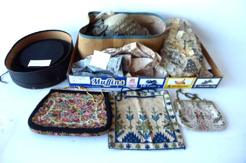 LOT ASSORTED VINTAGE LADIES BONNETS, HATS, CLOTHING (1 of 9)