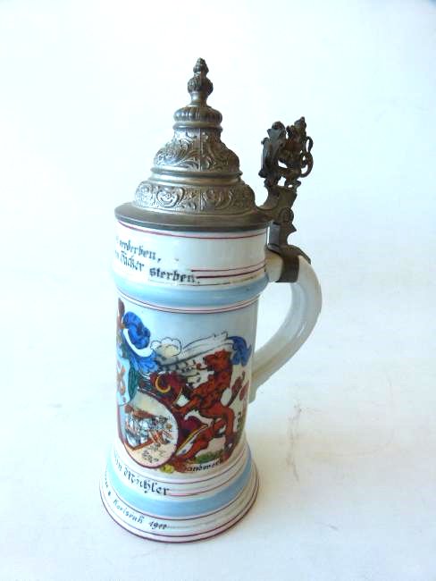 GERMAN REGIMENTAL BEER STEIN 19/20TH C. (1 of 6)