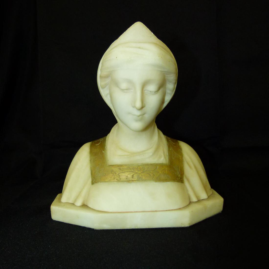 ITALIAN CARVED ALABASTER DANTE FIGURE: ITALIAN CARVED ALABASTER DANTE FIGURE 19TH C. H. 9"