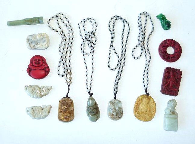 LOT (13) CHINESE CARVED JADE AMULETS/TOGGLES (1 of 6)