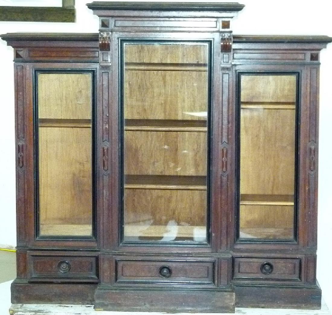 VICTORIAN WALNUT TRIPLE BOOKCASE C. 1870 (1 of 5)