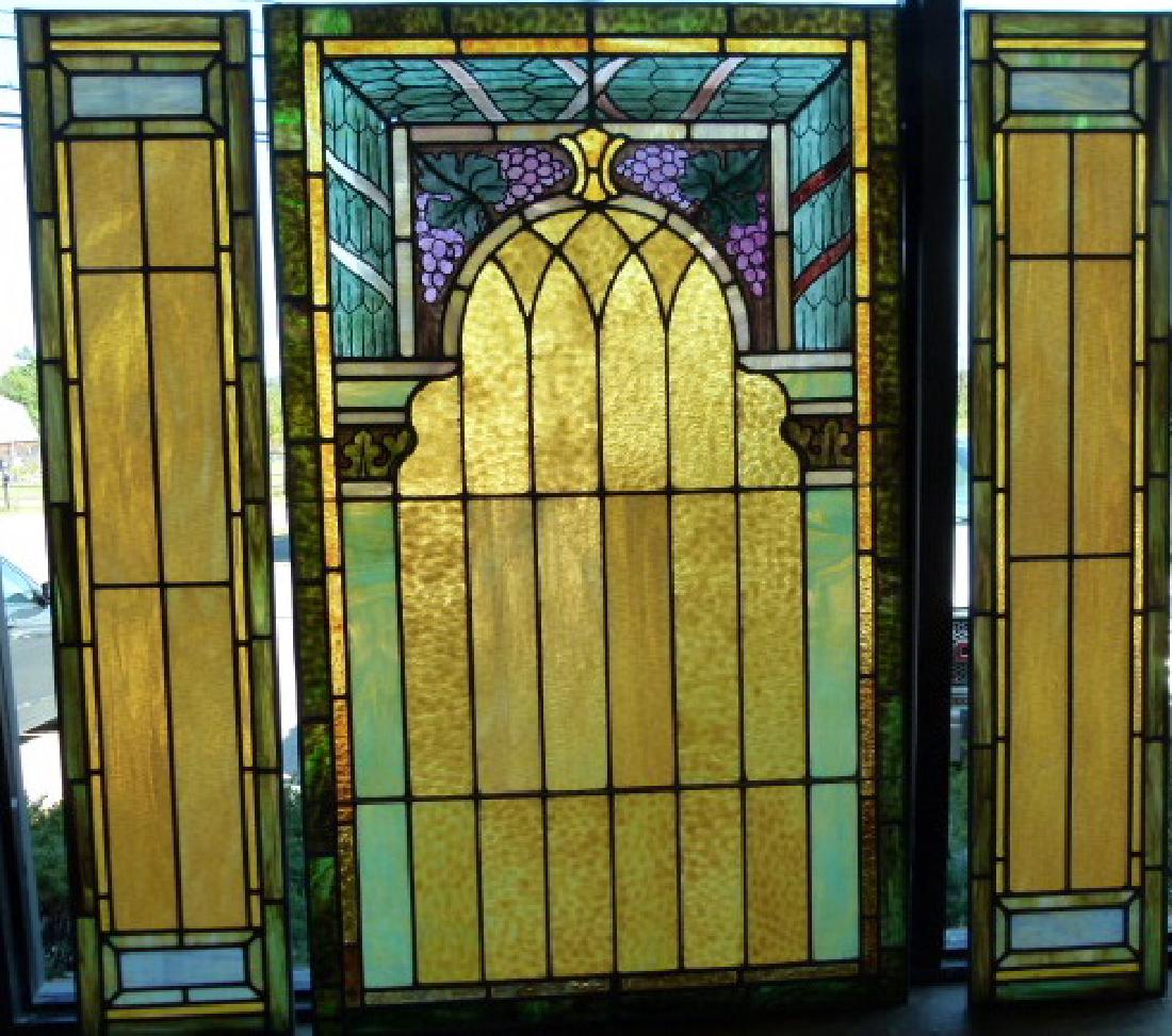 (3) CLASSICAL PATTERN STAIN/LEADED GLASS WINDOWS (1 of 5)