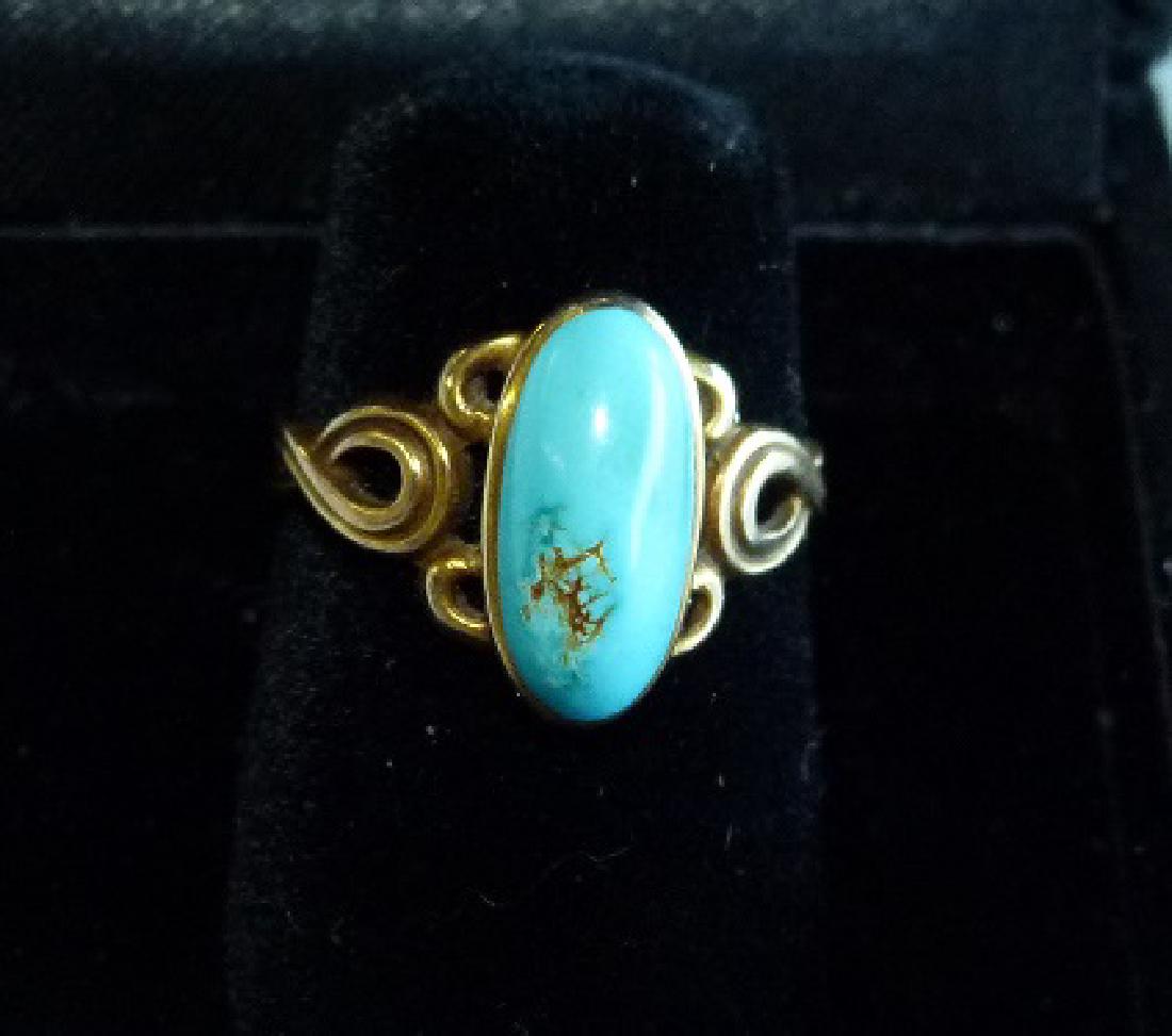 VICTORIAN 14KT YELLOW GOLD/TURQUOISE RING (1 of 4)