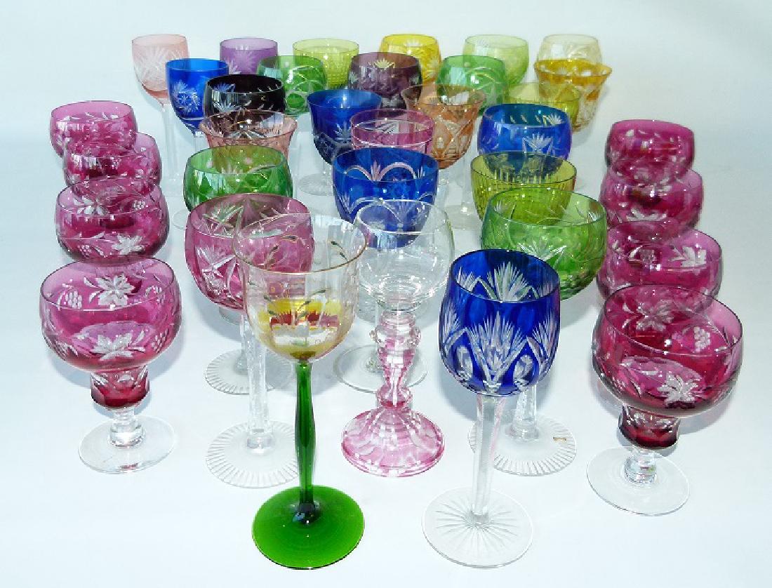 LARGE LOT ASSORT. BOHEMIAN CUT CRYSTAL STEMWARE (1 of 7)