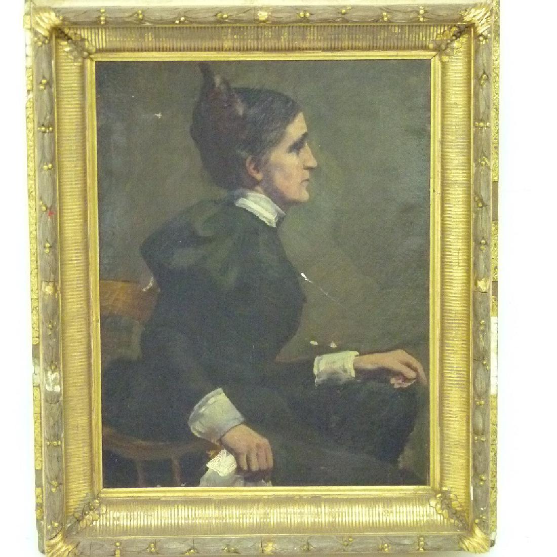 O/C SEATED WOMAN, UNSIGNED (CIRCLE OF THOMAS EAKINS): O/C SEATED WOMAN, UNSIGNED (CIRCLE OF THOMAS EAKINS) 19TH C. 24" X 18"