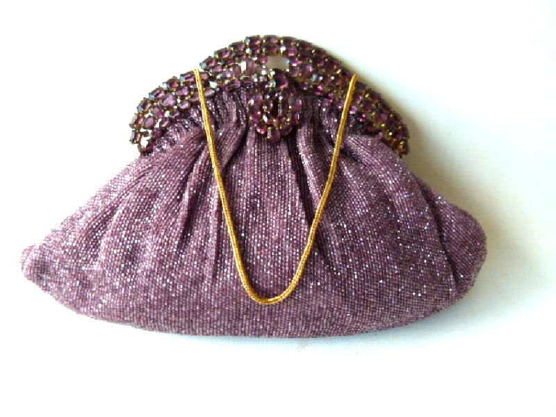 JOSEF (FRANCE) MAUVE BEADED EVENING BAG (1 of 3)
